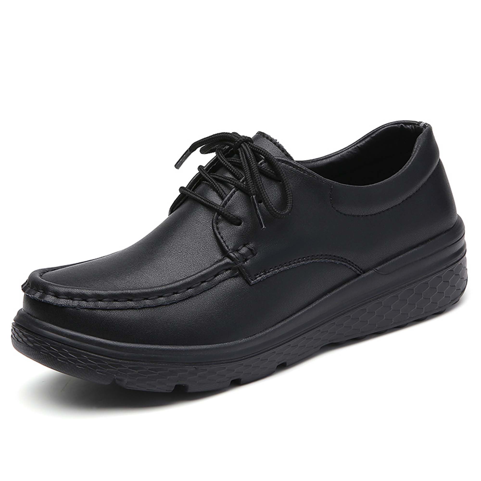 MekUk Elastic Nurse Shoes, Small White Shoes, lace up Black Medical Thick Soled Work Shoes, Women's Comfortable Flat Shoes, Women's Shoes Comfortable