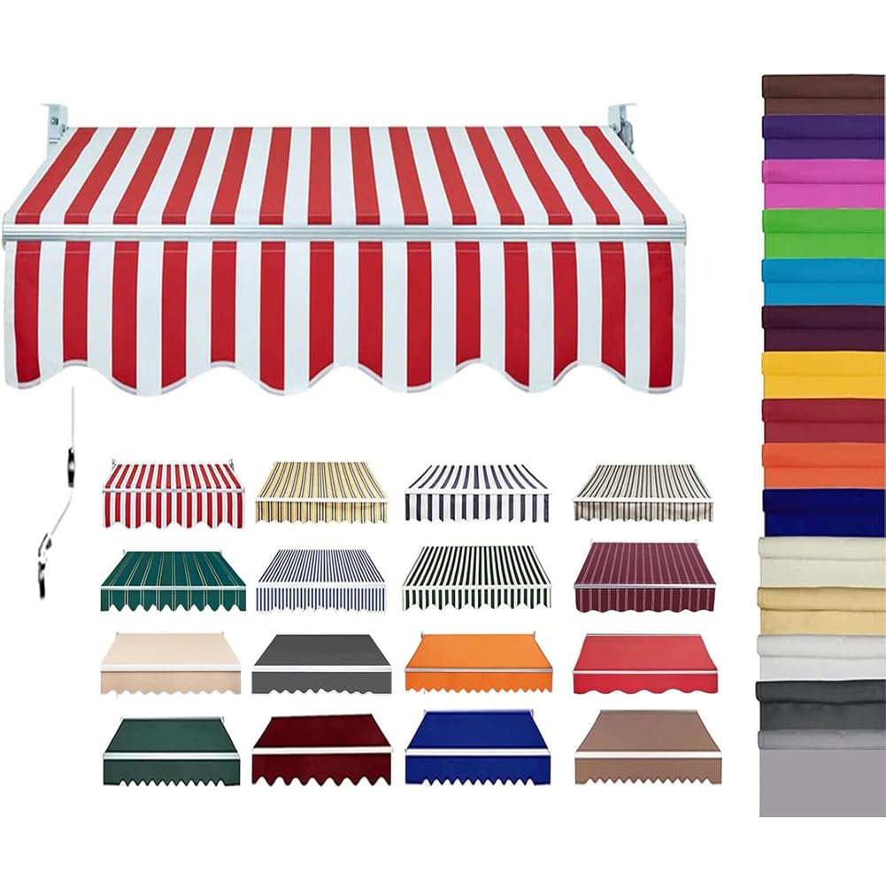 Retractable Patio Awning Fabric Replacement Waterproof Polyester Shade Cover Outdoor Sunshade Awning Cover Canopy Canvas for Yard Deck Balcony,without Frame,02,(13x10ft) 4x3m