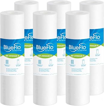 5 Micron 10"x2.5" Whole House Sediment Water Filter Cartridge Replacement for Any Standard 10 inch RO Unit, DuPont WFPFC5002, Whole House Sediment Filter Cartridge, Pentek DGD series, RFC, 6 Pack