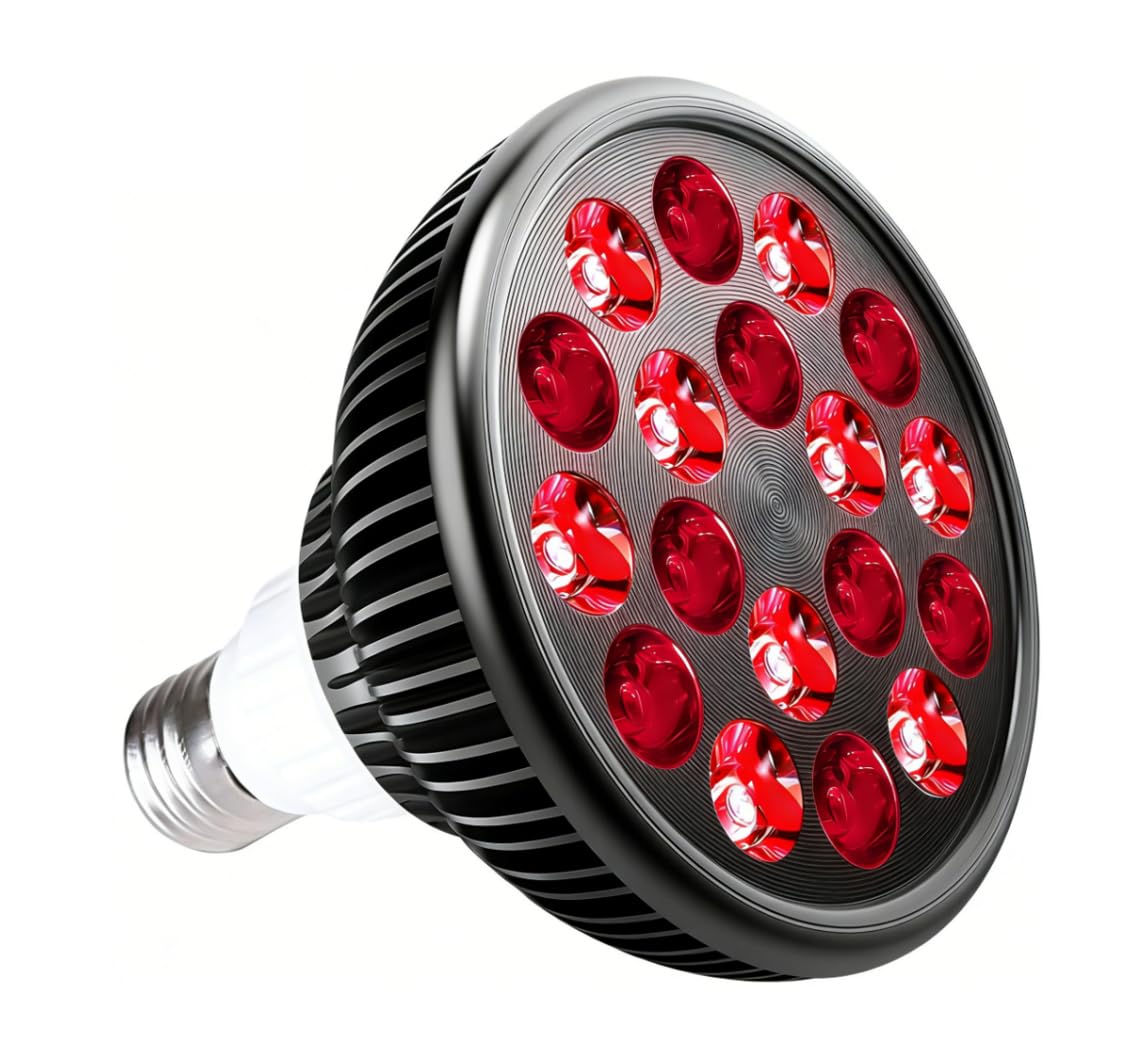 Red Light Therapy Bulb-18 LEDs Lamp for Body and Face with 660nm Red and 850nm (Invisible to Naked Eyes) Infrared Light Therapy Device for Skin-Only Lamp