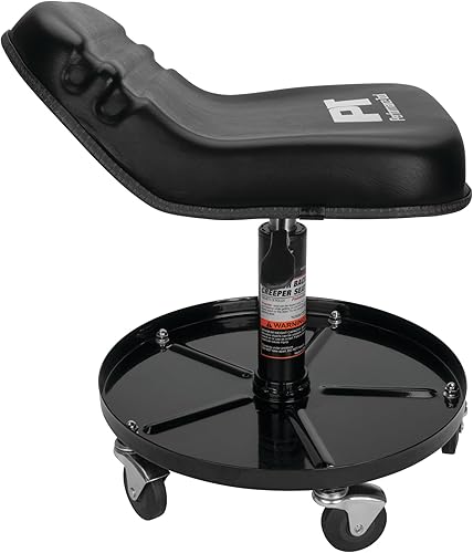 Miniatura 79 de Performance Tool W85031 Taburete giratorio neumático de respaldo alto ajustable con soporte trasero para el hogar, bar y tienda, negro, 26-32