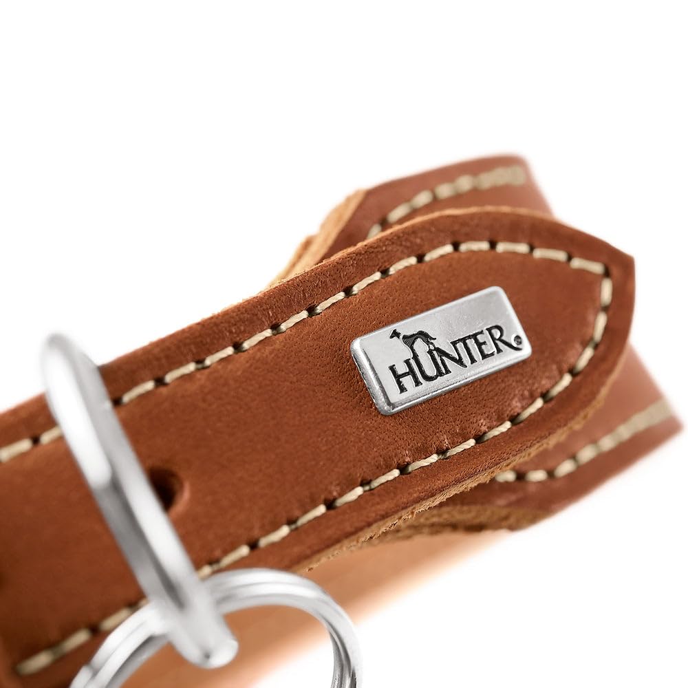 HUNTER Aalborg Collier Extra Large en Cuir Souple avec Coutures contrastées élégantes Noir Taille 60