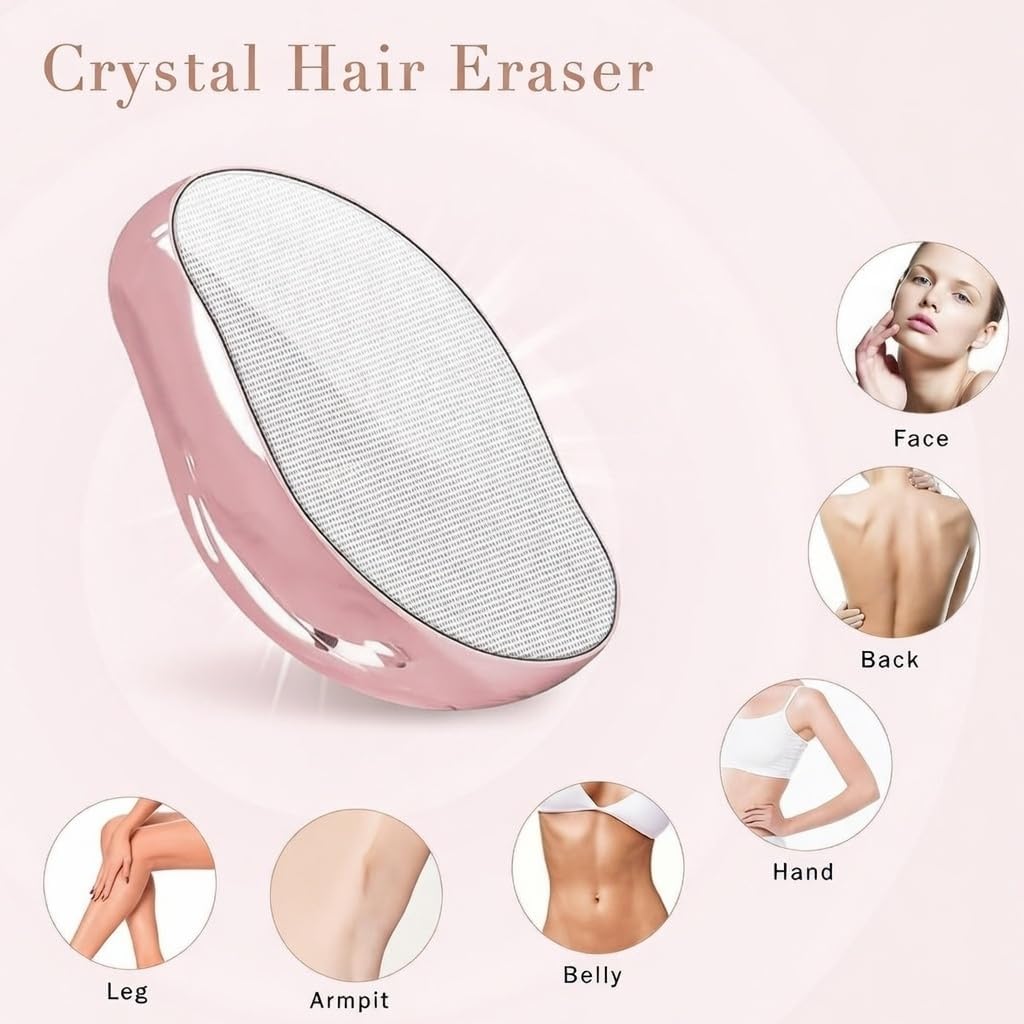 Crystal Hair Remover - Painless Glass Hair Eraser for Face, Leg, Body & Arm - Waterproof Epilator with Exfoliating Benefits - Compact & Travel-Friendly Design