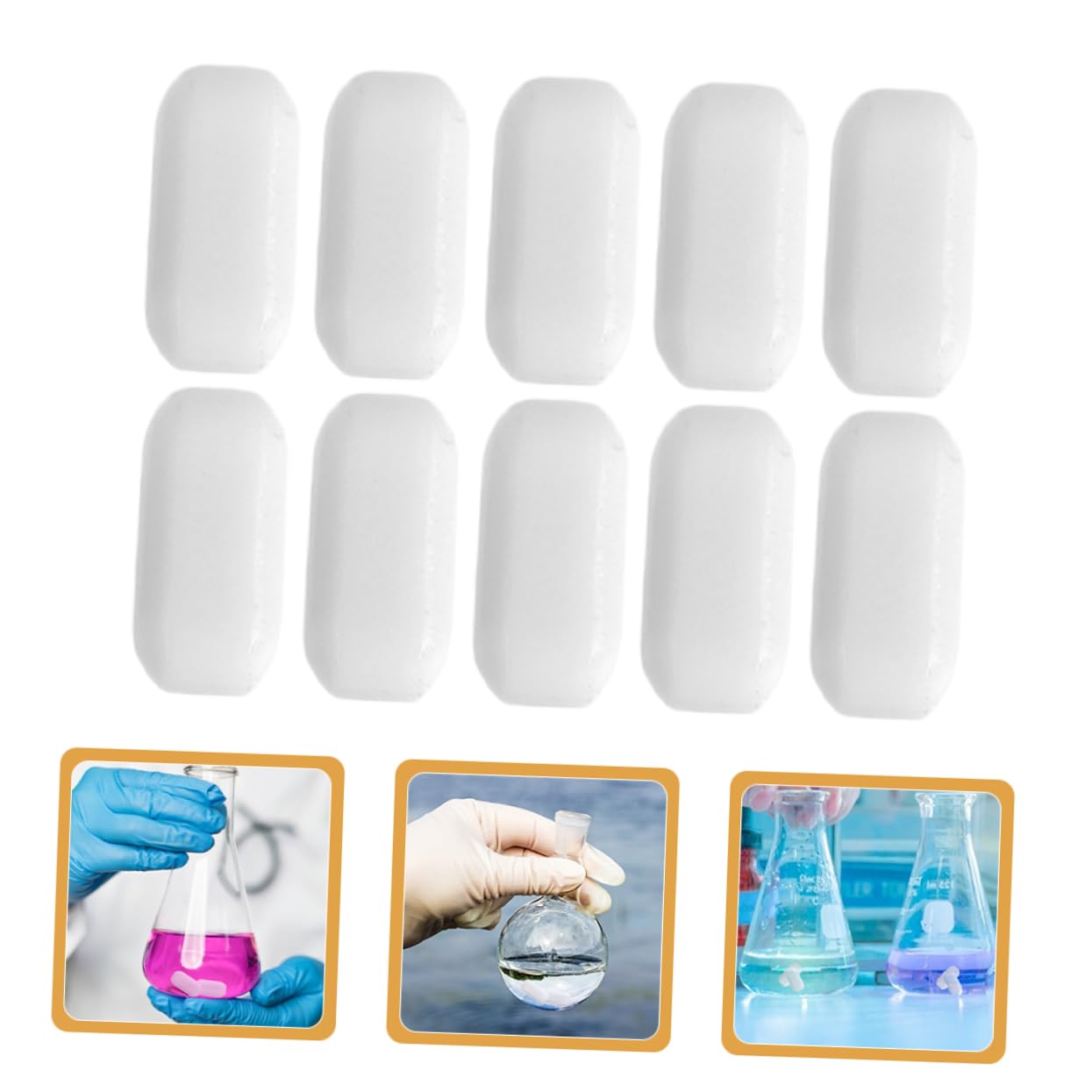 GALPADA 10 Pezzi Barra Magnetica in Ptfe per Laboratorio, Agitatore Magnetico Resistente ad Alte Temperature, Bianco, per Applicazioni in Ambienti di Laboratorio