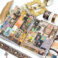 Gold Foil Tarot Washi Tape Set, 23 Rolls Vintage Decorative Washi Tape with 14 Gold Foil Designs, Assorted Widths for Journaling, Scrapbooking, Bullet Journal, Planner, Card Making & DIY Crafts — image 7