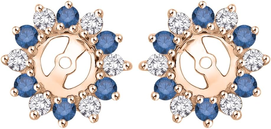 KATARINA 1/2 Cttw Natural Blue and White Diamond Earring Jackets for Women in 14K Gold (J-K Color, I2-I3 Clarity)