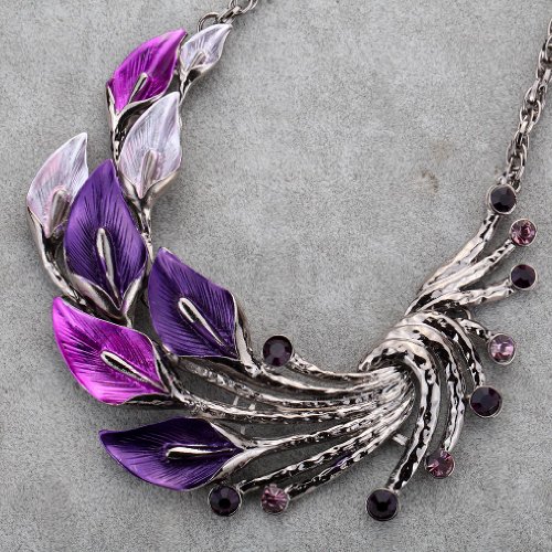 YAZILIND Ethnic Style Tibetan Silver Peacock Crystal Chunky Bib Earrings Necklace Set Wedding Party4