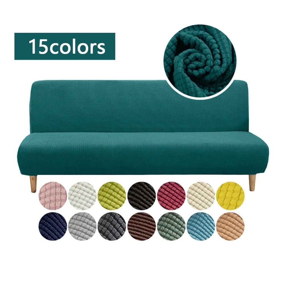 Copridivano senza braccioli, in tessuto di pile polare, in tinta unita, senza braccioli, grande, elastico, pieghevole, decorazione per la casa (rosa, L 190-210 cm)