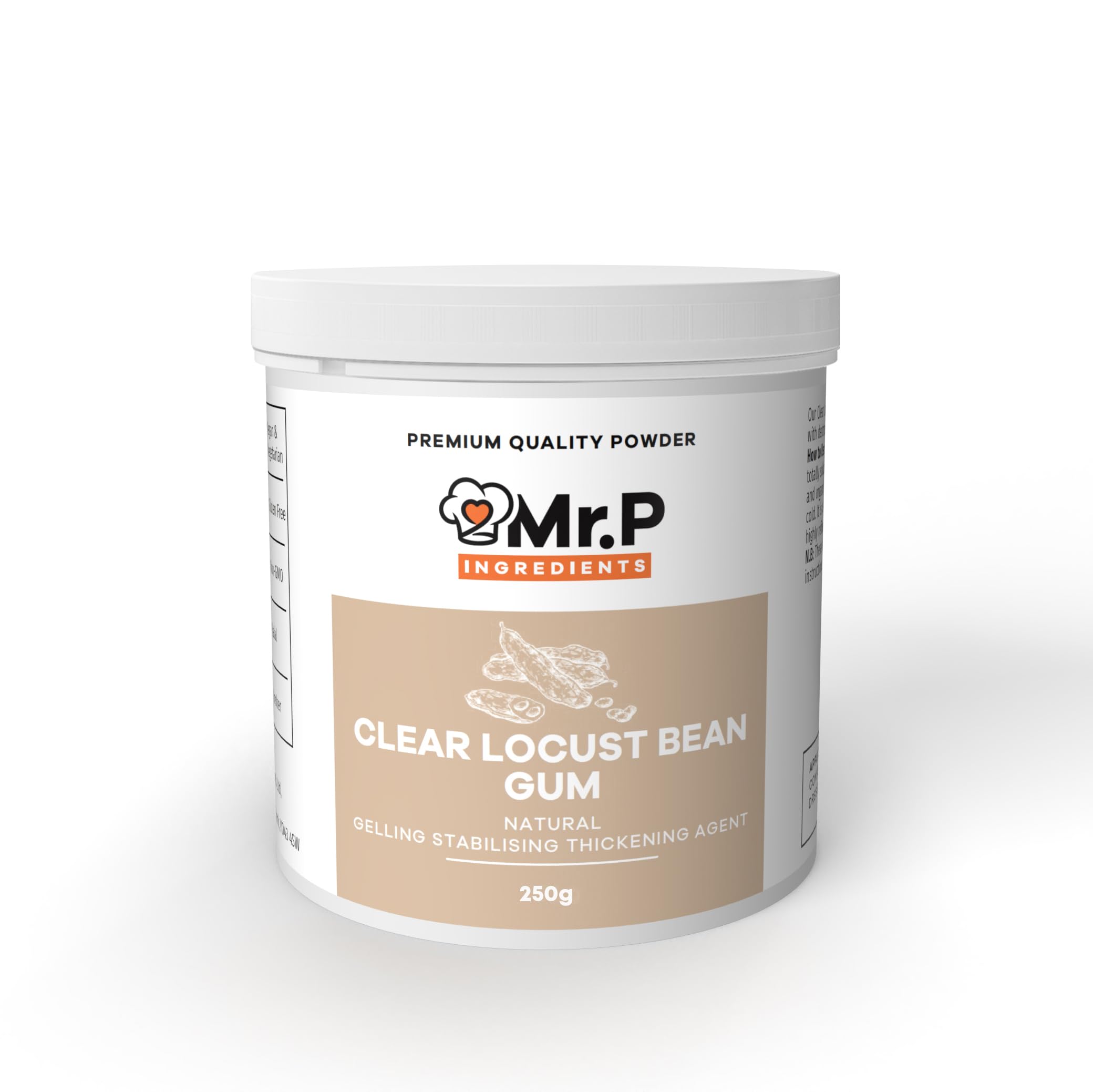Mr.P Ingredients Locust Bean Gum 250g Powder Vegan-Friendly Stabilizer Texture Enhancer Thickener Gelling Agent Ideal for Confectionery Sauces Dressings Dairy Gluten Free Non-GMO Halal Kosher