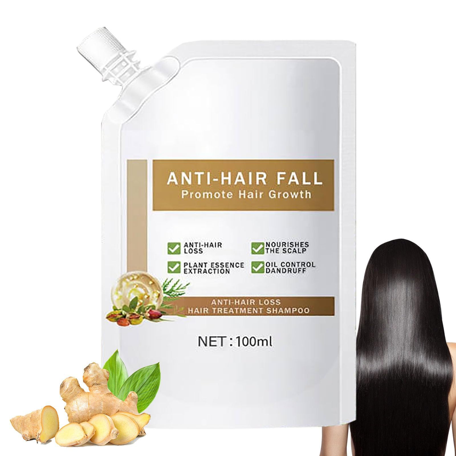 Anti-Hair Fall Hair Loss Shampoo, Nourishing and Conditioning Shampoo Enriched with Multiple Botanical Extracts, Mild and Non-Irritating for All Hair Types, 3.52 FL OZ