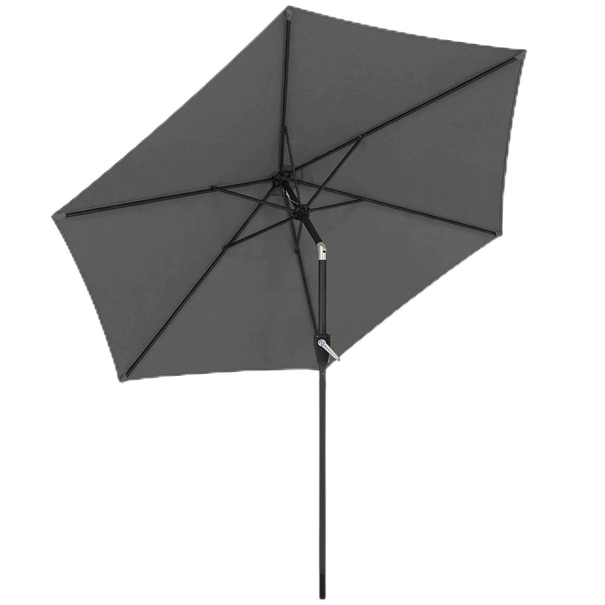 Outsunny Parasol Ø270 cm Regulowany Balkonowy z Korbką UV 50+ Ogrodowy Stabilny Markiz Przeciwsłoneczny na Taras Balkon Ciemnoszary