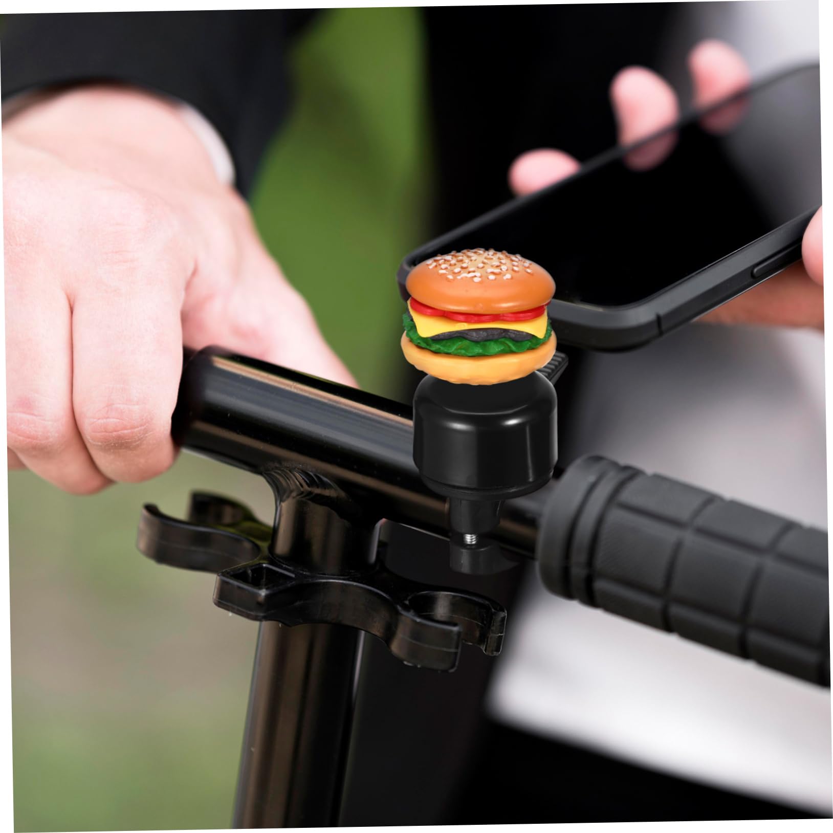 Yardwe Cute Hamburger Bike Bell for Easy Install Scooter Bell for Handlebars Unique Cartoon Design Sturdy Material Bike Accessories for Mountain Road Cycling