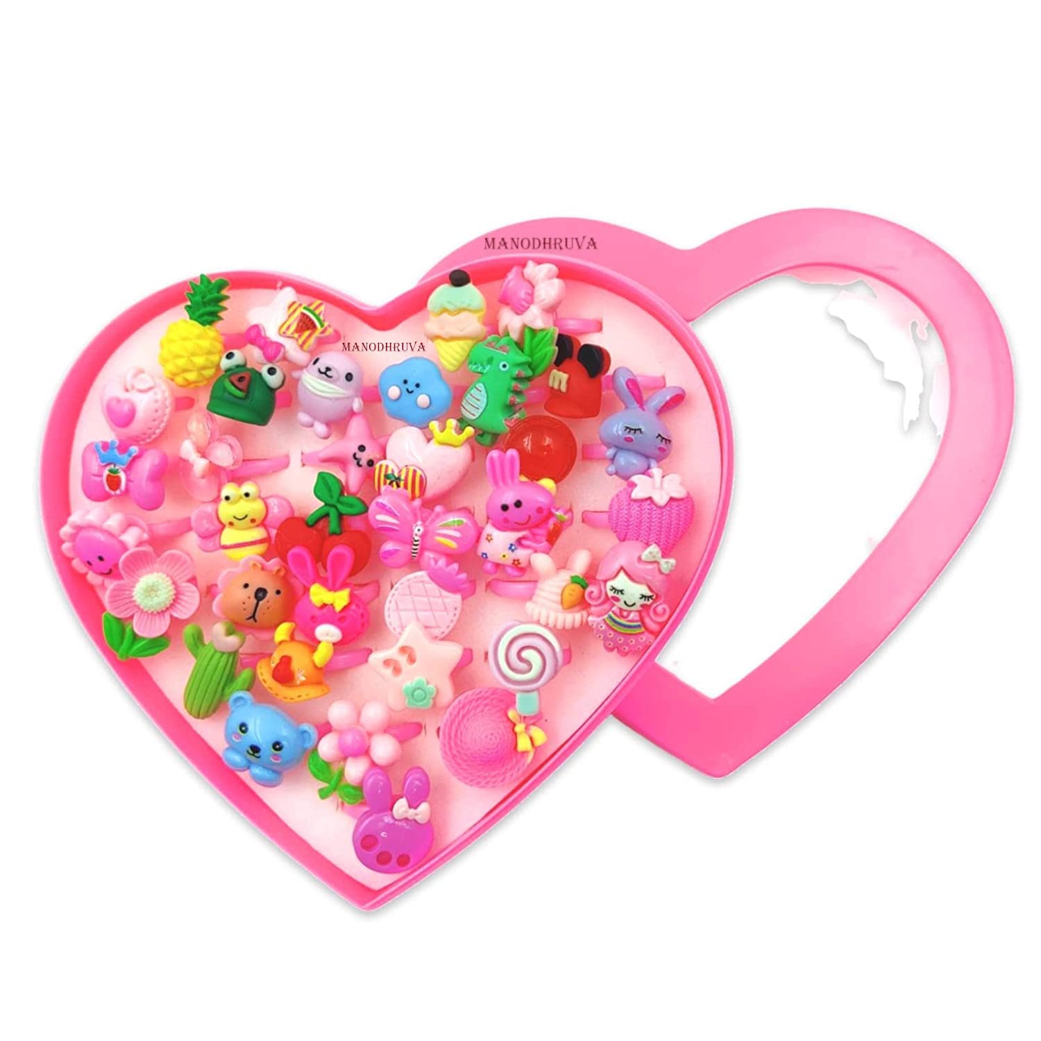 MANODHRUVA Heart Shape Kids Finger Rings Box, 36pcs Rings (B0B9LG8QFS) Amazon Price History, Amazon Price Tracker