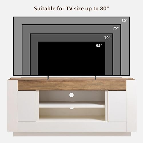 Miniatura 7 de OKD Moderno soporte de TV de 70 pulgadas, centro de entretenimiento para televisores de hasta 80 pulgadas, consola multimedia con almacenamiento