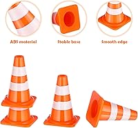 Vista 3 de jojofuny Mini conos de tráfico y señales de calle de carretera, construcción educativa, juego de barricadas de tráfico para niños, juguete cognitivo