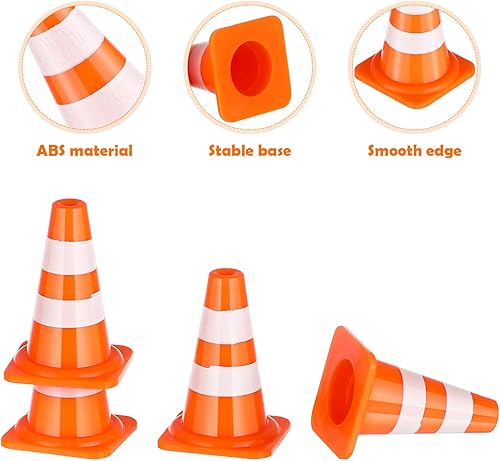 Miniatura 3 de jojofuny Mini conos de tráfico y señales de calle de carretera, construcción educativa, juego de barricadas de tráfico para niños, juguete cognitivo