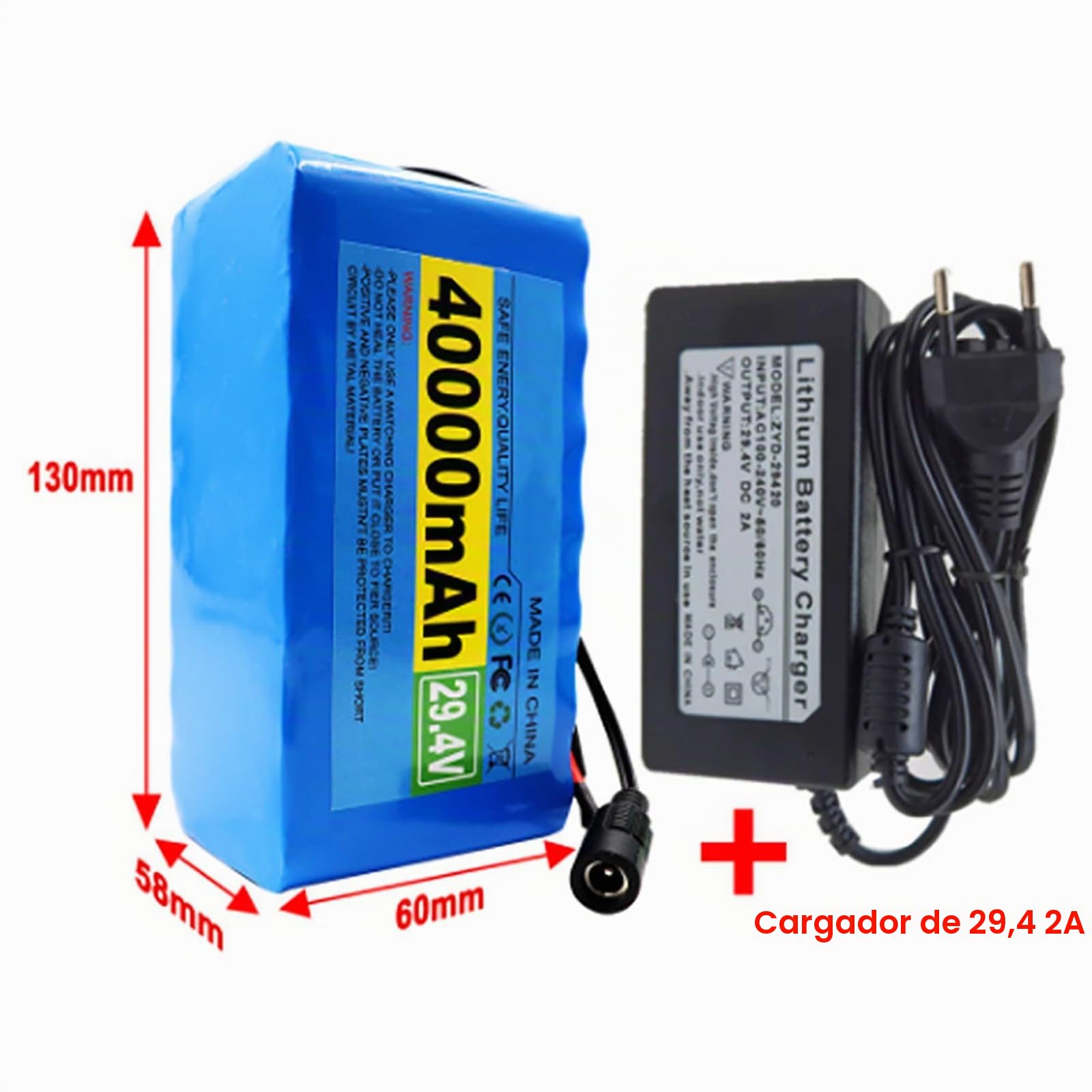 24V 40Ah 7S3P 40000mAh Li-Ion Batería para Bicicleta Eléctrica Ciclomotor+29.4V 2A Cargador para Reemplazo Bicicleta Eléctrica T
