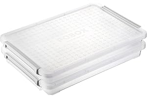 BTSKY 2 Pack A4 Plus Clear Stackable Flat Plastic Storage Containers