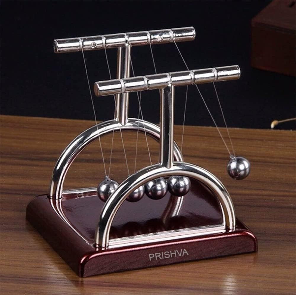 Prishva® Newton Cradle Pendulum-Metal Perpetual Motion Toy & Swing Balance Collision Ball Decoration Figurine With Polished Plastic Base & Nylon Strings For Office Classic Desk Toy (B0CFVL4JL6) Amazon Price History, Amazon Price Tracker