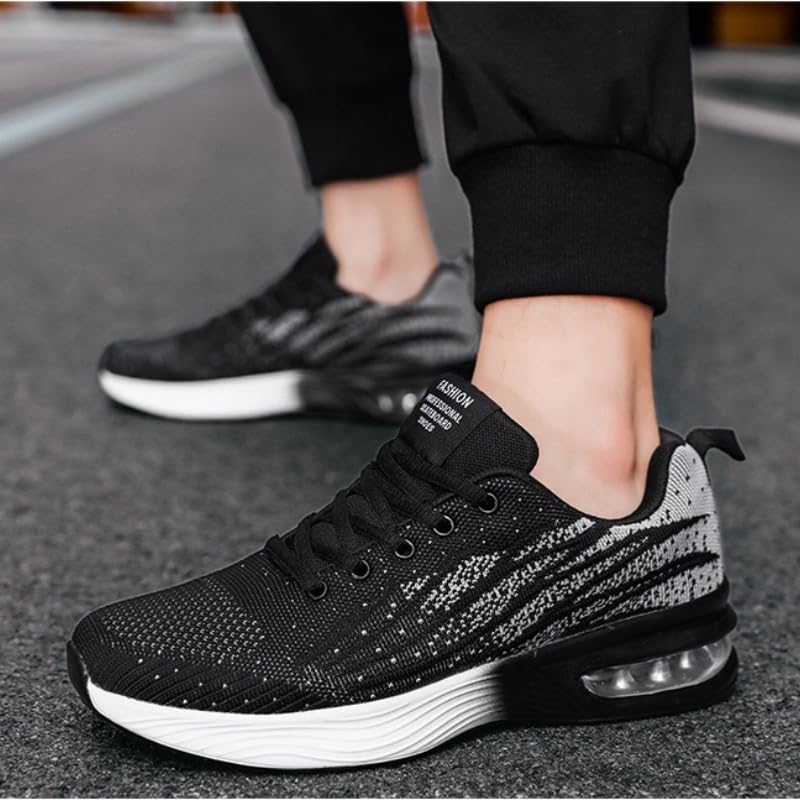 Mens Fashion Stripe Casual Running Shoes - Breathable Mesh Upper, Lightweight PU Sole, Air Cushioned, Lace-Up Closure2