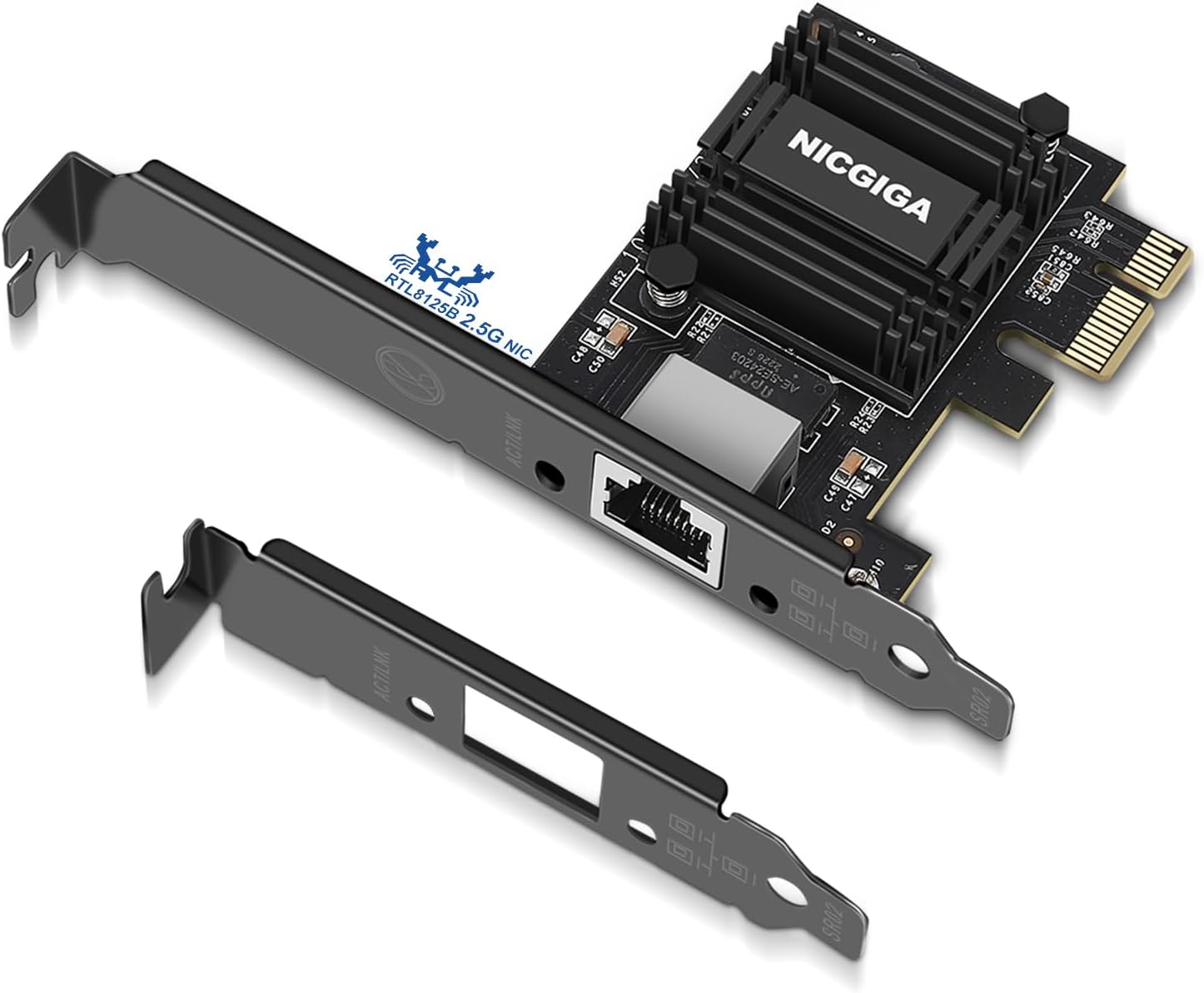 NICGIGA 2.5G Base-T PCIe Network Adapter, Realtek RTL8125B 2.5Gbps/1Gbps/100Mbps PCI Express Gigabit Network Card Convert to Ethernet RJ45 LAN Port for Gaming/Office, Support Windows/Linux
