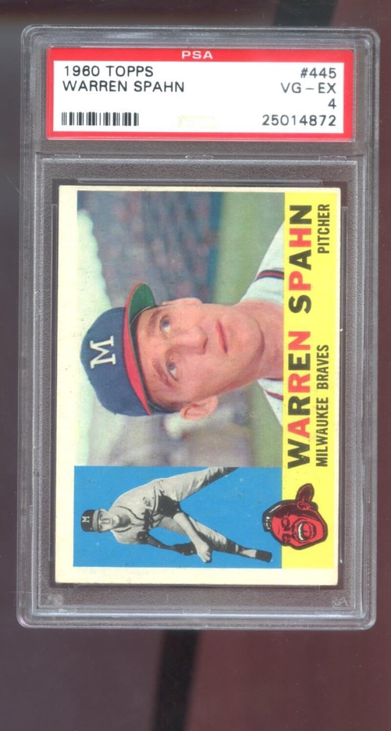 1960 Topps #445 Warren Spahn PSA 4 Graded Baseball Card MLB Milwaukee Braves