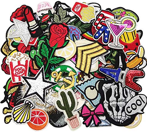 Libiline 50Pcs Random Assorted Styles Embroidered Patch Sew On/Iron On Patch Applique Clothes Dress Plant Hat Jeans Sewing Flowers Applique Diy Accessory (Assorted-Style 5) #TOP5