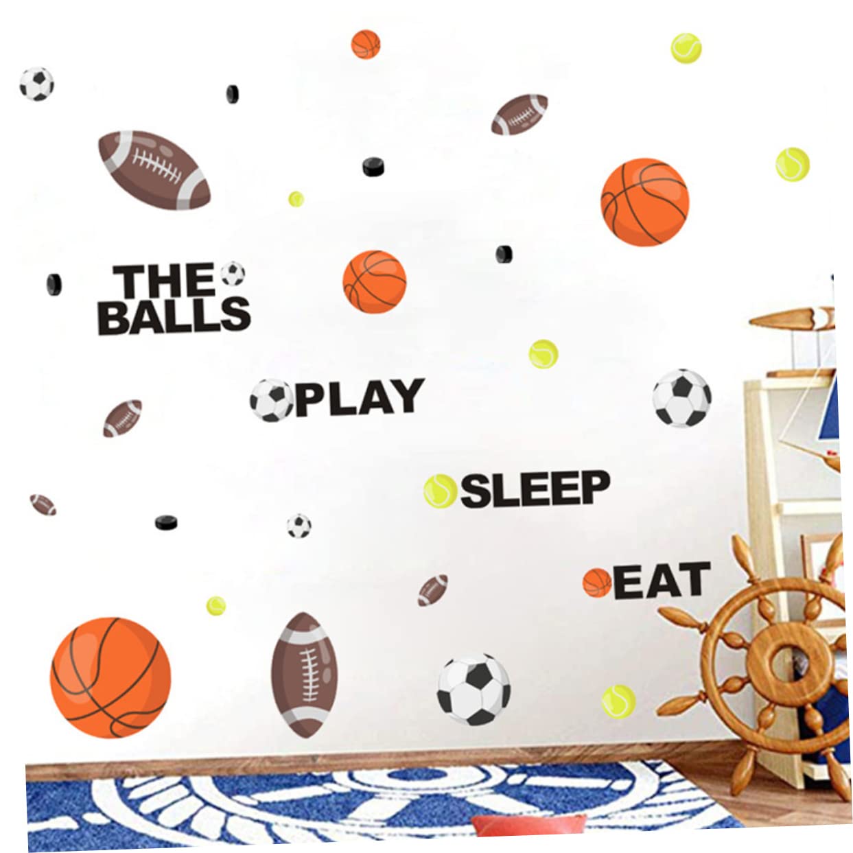 ABOOFAN 4 Adesivi Murali Rimovibili Per Cameretta Dei Bambini Adesivi Decorativi Da Basket E Calcio Per Ragazzi E Ragazze