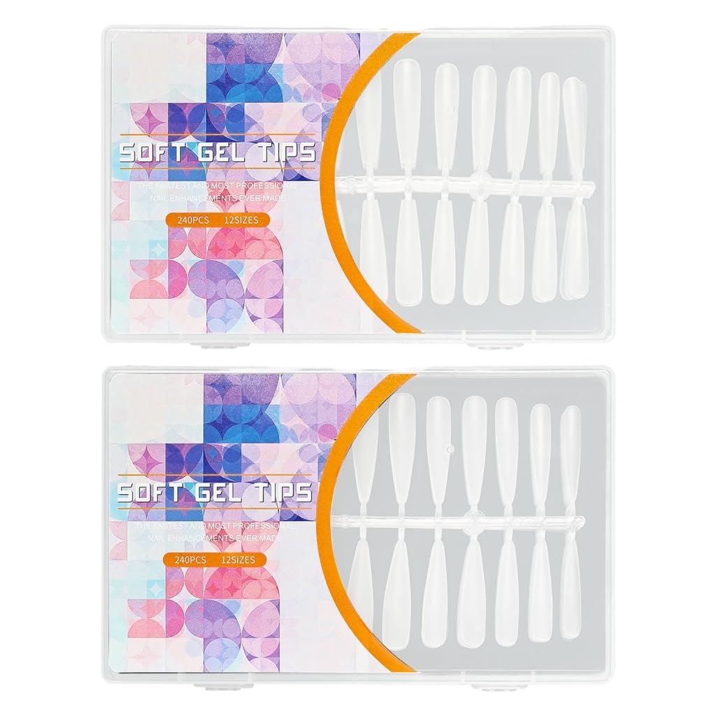 Almond/Stilettos False Nails Tips,Pre-File Full Covers Soak Off Gel Fake Nails Tip for Nails Extensions