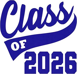 Graduation Iron On Transfer, Class of 2026 Tshirt Decal, High School College Senior Shirt Sticker, HTV Graduate Patch, Pick Size Color, Iron-On Almost Anything (Blue)