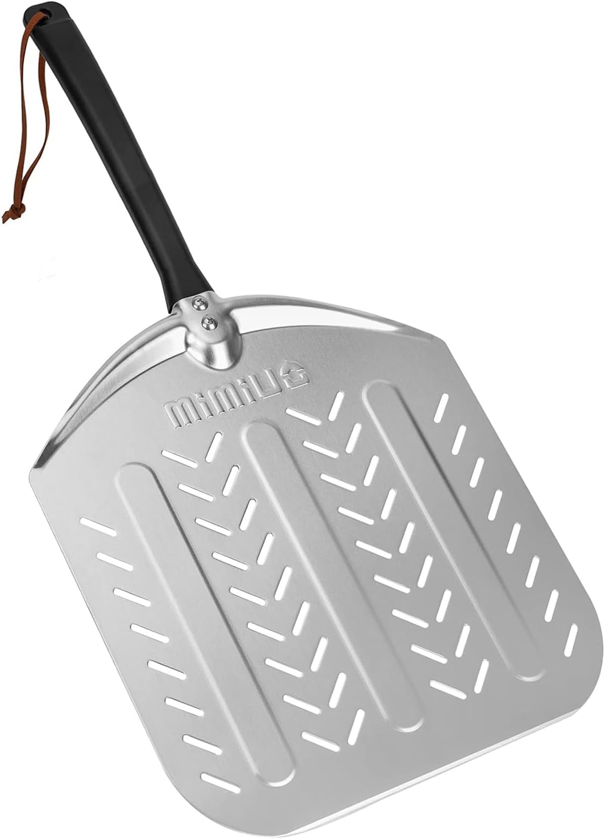Mimiuo 12 x 14 Inch Perforated Aluminum Pizza Peel – Professional Pizza Spatula with Non-Stick Surface, Lightweight Turning Shovel for Oven & Grill, Ideal for Crispy Crust Baking