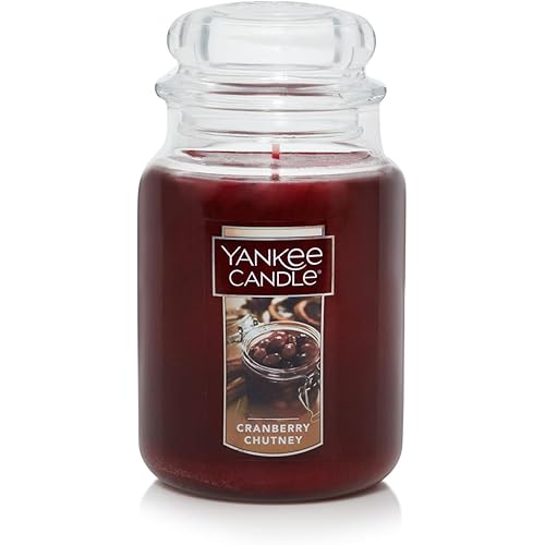Yankee Candle Cranberry Chutney Scented Classic 22oz Large Jar Single Wick Aromatherapy Candle Over 110 Hours of Burn Time Autumn Scented for Home Perfect for Gifting