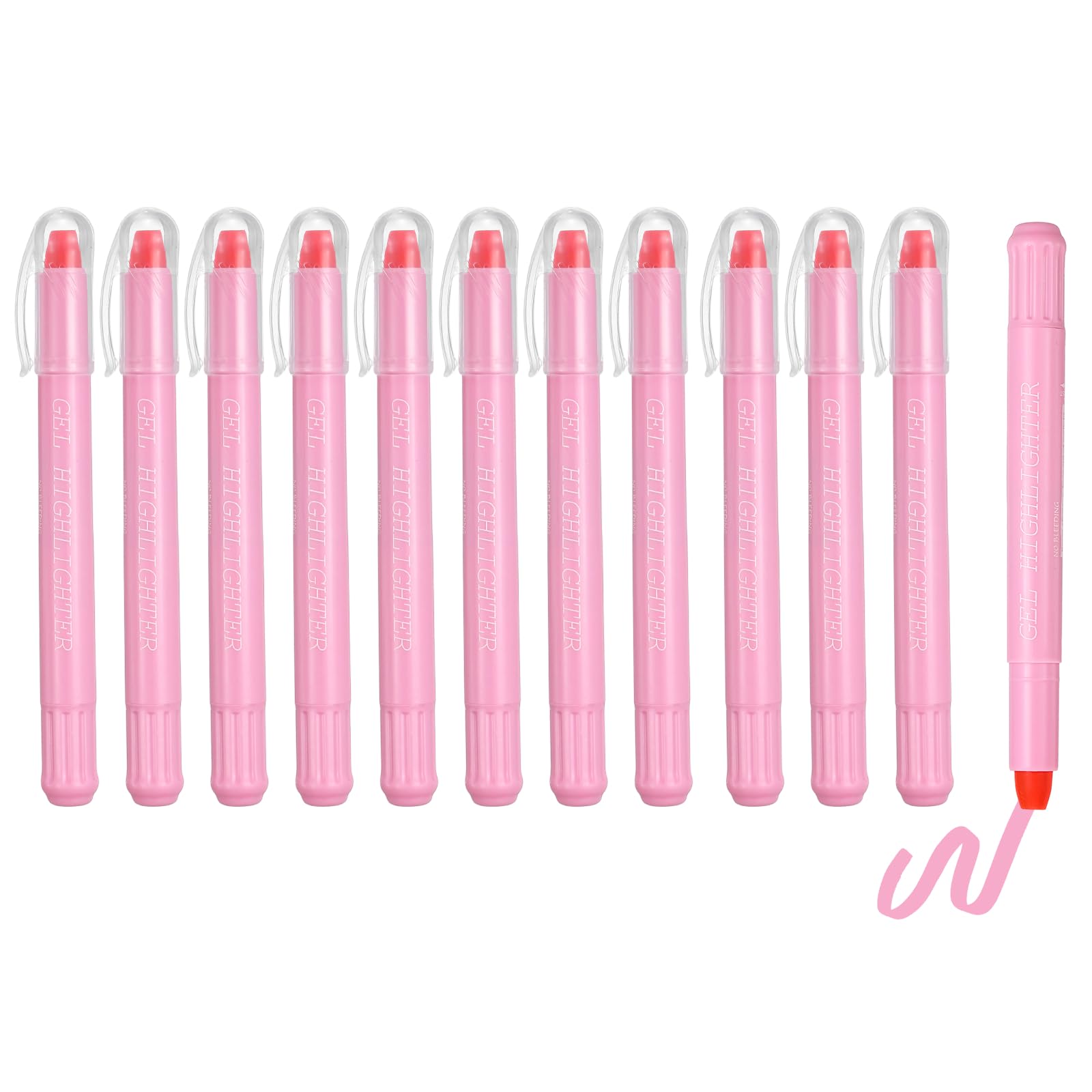 PATIKIL 12Pack Gel Highlighters, Highlighters Pens Wax Crayon Neon Clear View Bright Marker Pen Twist Up Gel Stick Cute Pastel for Home Office Study Journaling Supplies, Light Pink