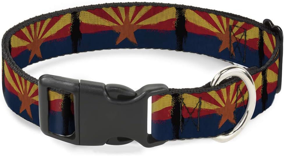 Buckle-Down PC-W30156-WS Arizona Flag Distressed Painting Plastic Clip Collar, Wide Small/13-18"