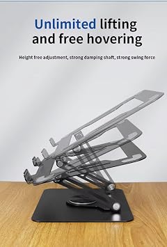 Laptop Stand for Desk, Portable Adjustable 360 Degree Rotatable Laptop Stand for MacBook and All Laptops Notebooks, Ergonomic Computer Riser Stand (Black)