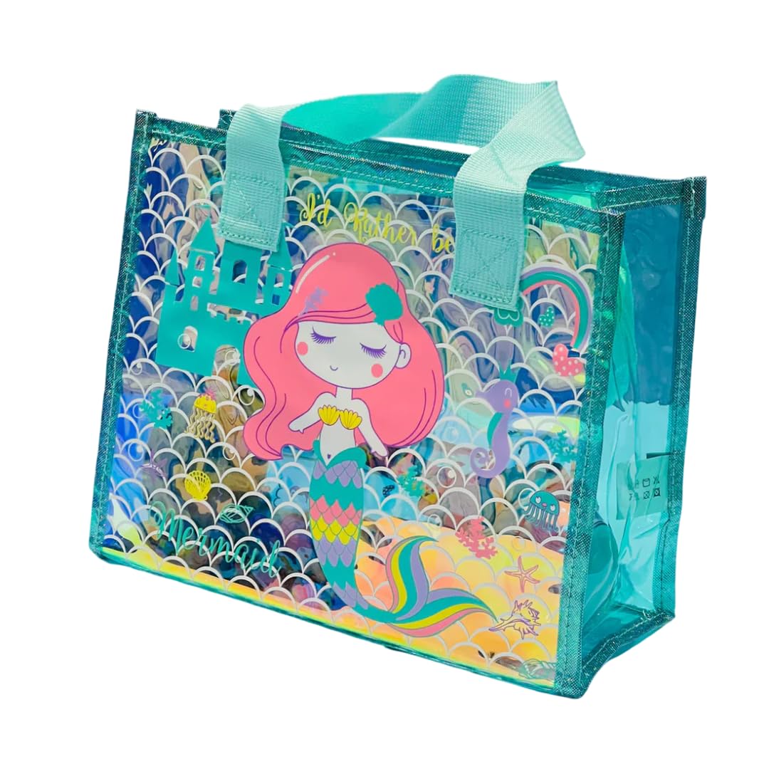 Multipurpose Printed Holographic Tote Bag For Girls | Waterproof 1 Compartment Stylish Duffle Bag| Transparent Design For Easy Handling |Ideal For Beach, Picnic, Vacation-image-45