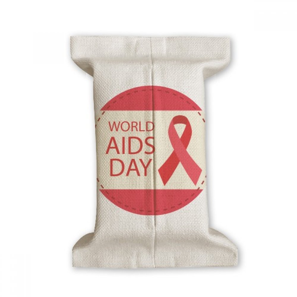 Ruban Rouge HIV porte-conteneur en coton lin 17x27cm pour mouchoirs