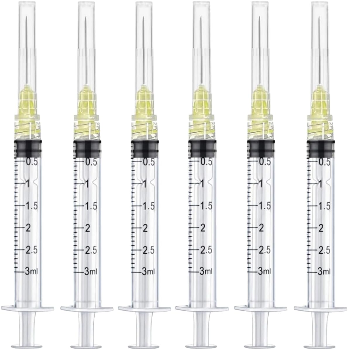 50 Pack 3ml 20Gauge - 1 Inch Luer Lock Lab Sample Measuring Tool, Individually Sealed Wrapped
