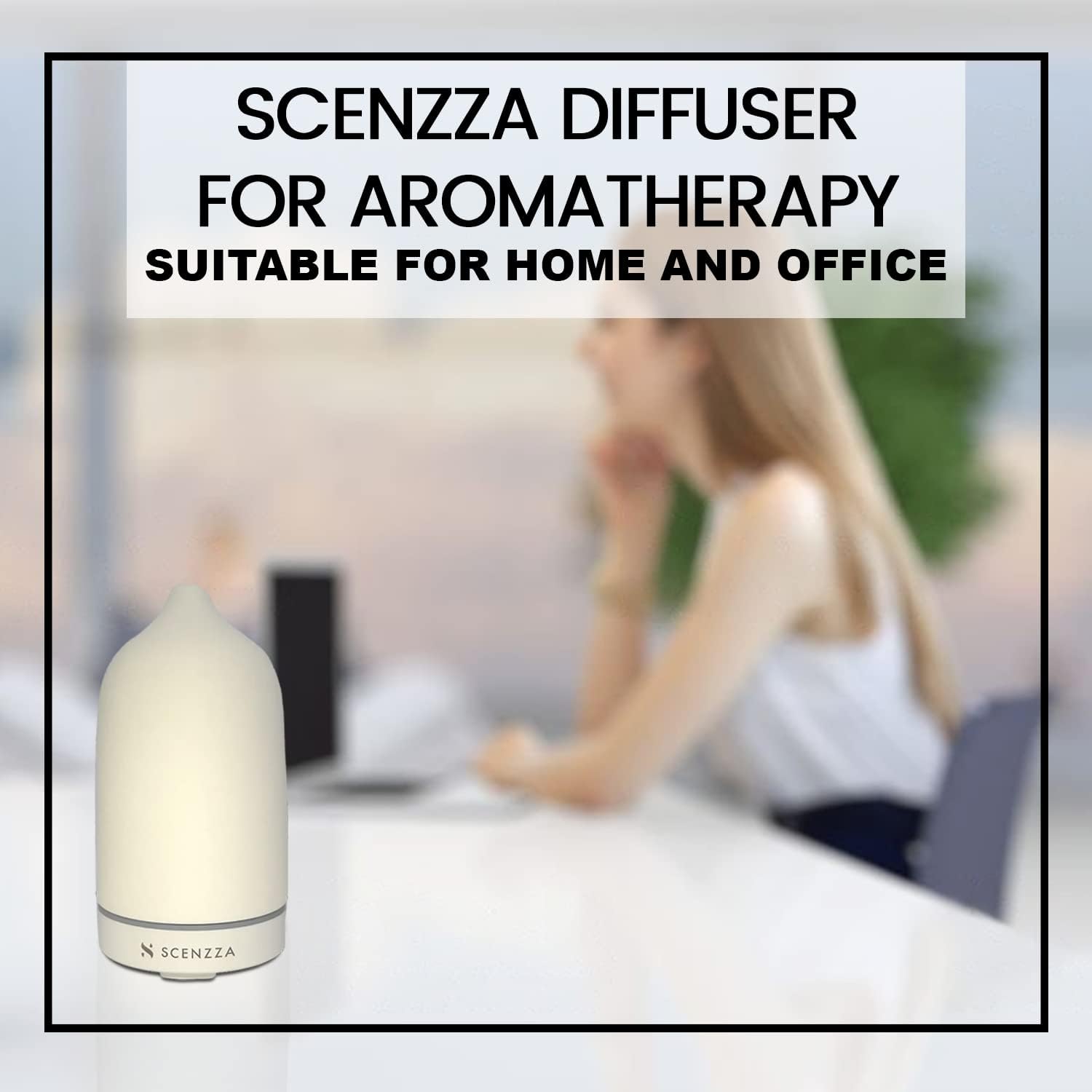 Ceramic Essential Oil Diffuser - 10 Watt Ultrasonic Aromatherapy Portable Air Diffuser- Promote Sleep Moisturize The Air & Eliminate Odor - Suitable for Home and Office - 160ml (White)