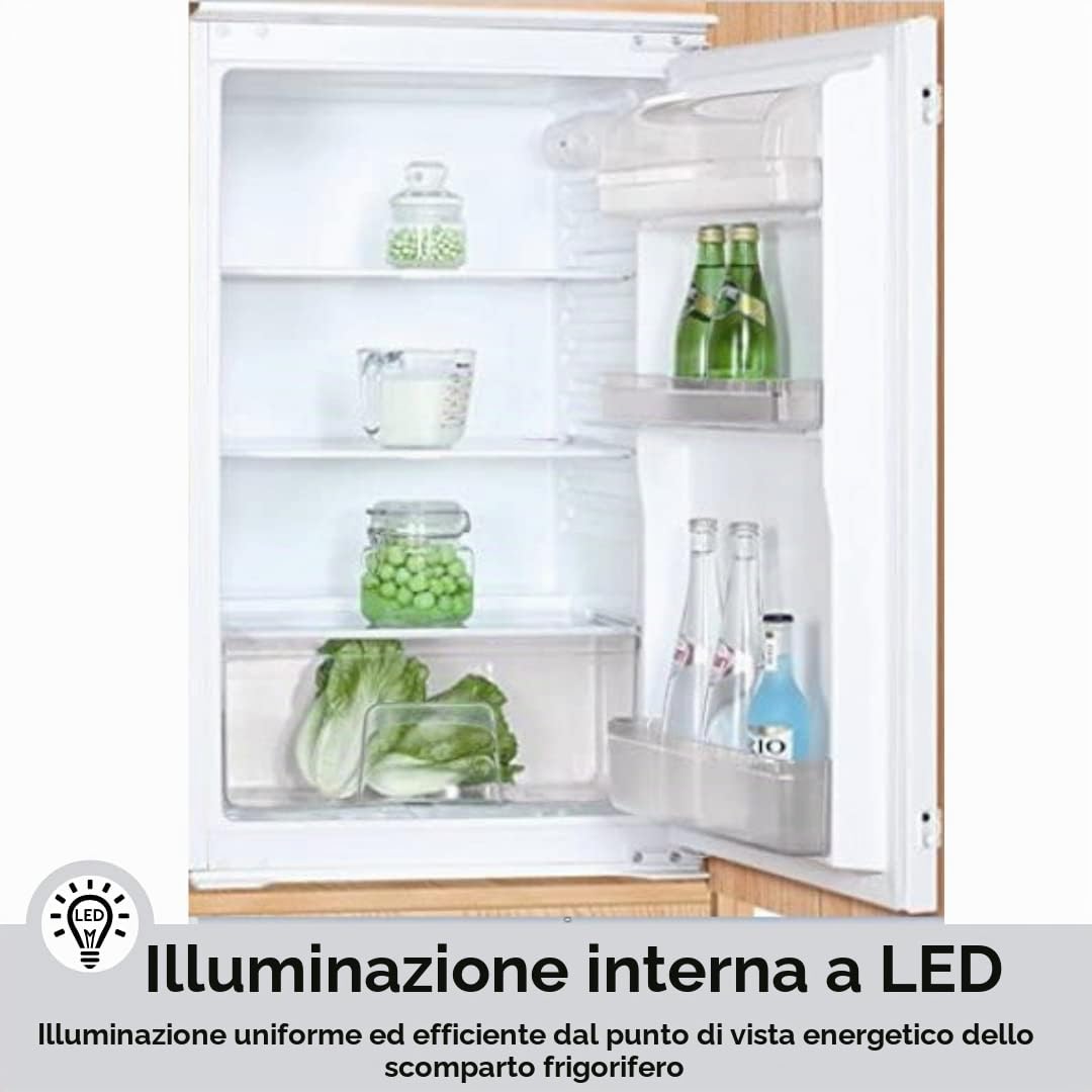 PKM Frigorifero da incasso KS130.0A++EB senza congelatore, 87 x 54 cm, capacità utile 124 litri, funzionamento silenzioso 39 dB, fermata della porta sostituibile, consumo di energia 92 kWh/anno,