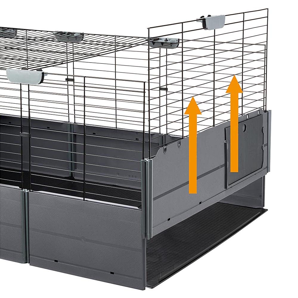 Ferplast Jaula Modular de Dos Pisos para Conejos Conejillos de Indias, en Malla Metálica y Plástico Reciclado, con Accesorios