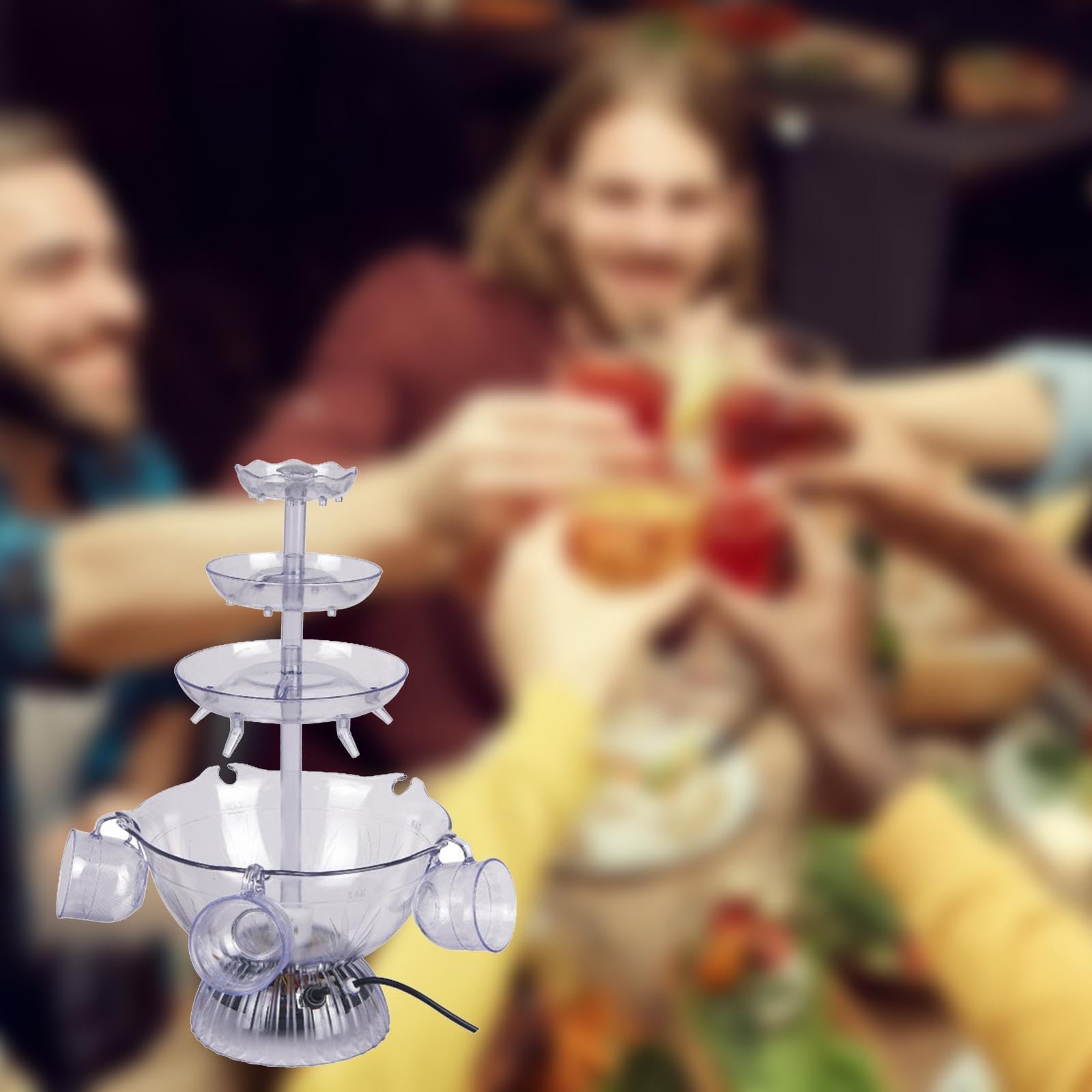 Fuente para fiesta de 3 niveles de amplia aplicación, adorno decorativo, fuente para beber vino cóctel eléctrica 3 niveles mezclada