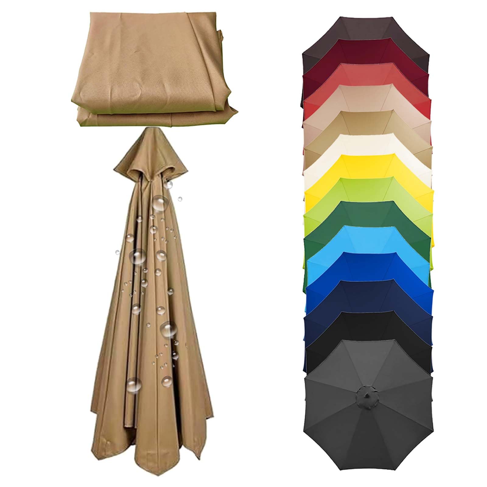 XEISYO 6/8 Ribs Replacement Parasol Canopy, 2m/2.3m/2.5m/2.7m/3m Patio Umbrella Replacement Canopy, Parasol Cover for Outdoor Table Market Yard (K,6Ribs-2.5M/8.2FT)