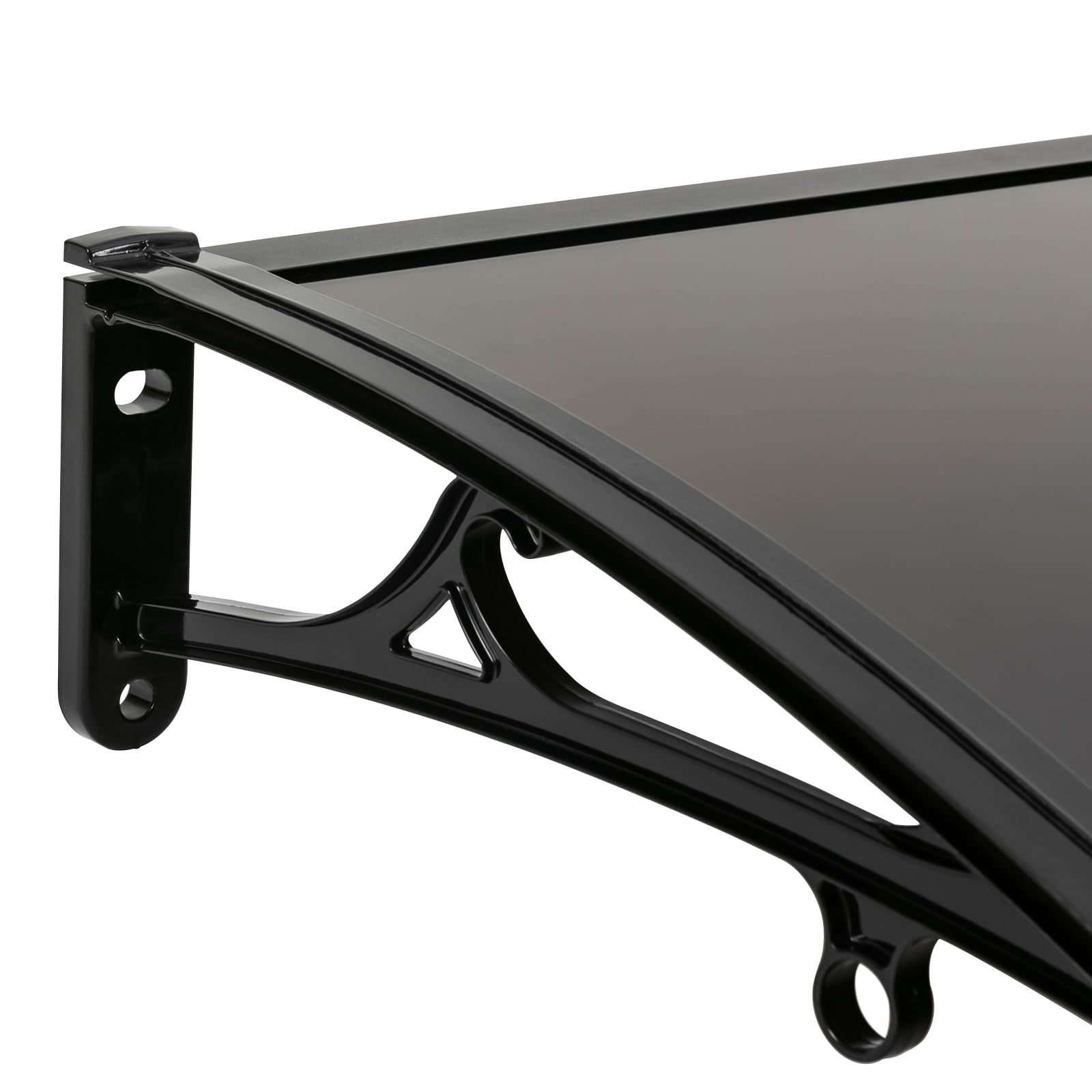 Canopy Auvent pour porte d'entrée, auvent de balcon en aluminium, canopy avec canal de drainage pour balcons, toits, cours, garages, terrasses, vérandas (noir)