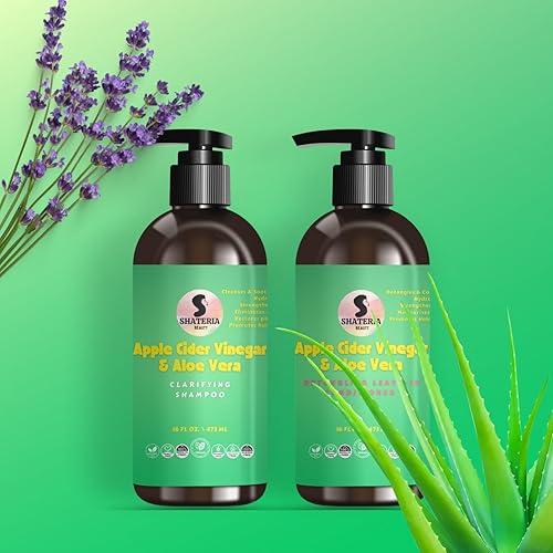 Miniatura 4 de Shateria Beauty Vinagre de sidra de manzana y champú clarificante elimina la acumulación y la caspa para el cuero cabelludo sin picazón promueve el