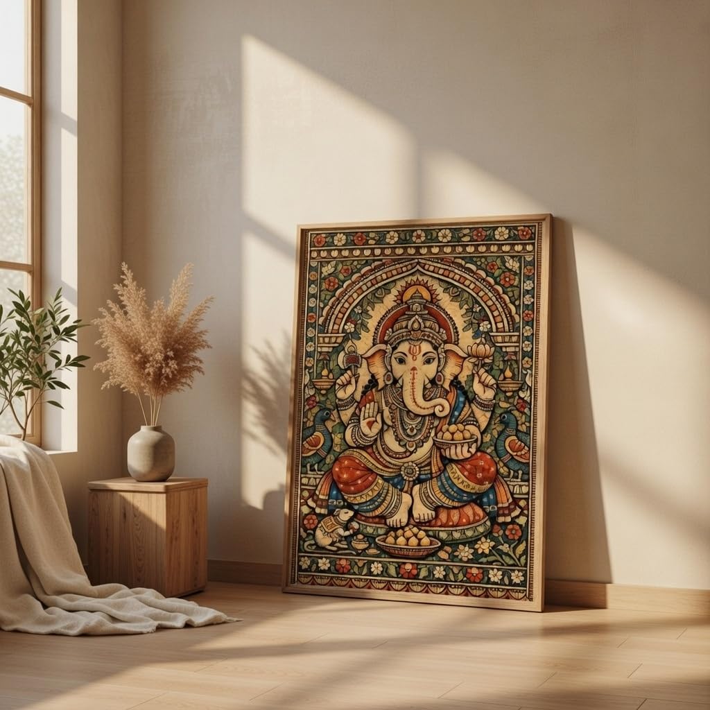Livin'luxe Lord Ganesha Wall Art with Wooden Frame | Traditional Ganpati HD UV Laminated Print on MDF | Spiritual Hindu God Painting for Living Room Pooja Room Office Decor 13.5 x 19.5 Inch-image-39