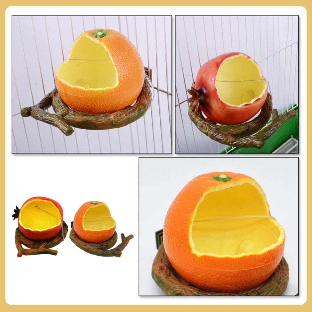 Bird Feeder Dish Cup 2Pcs Funny Fruit Shaped Parrot Food Bowl Bird Cage Water Bowl Hanging Feeder for Parakeet Cockatiels Budgie Chinchilla