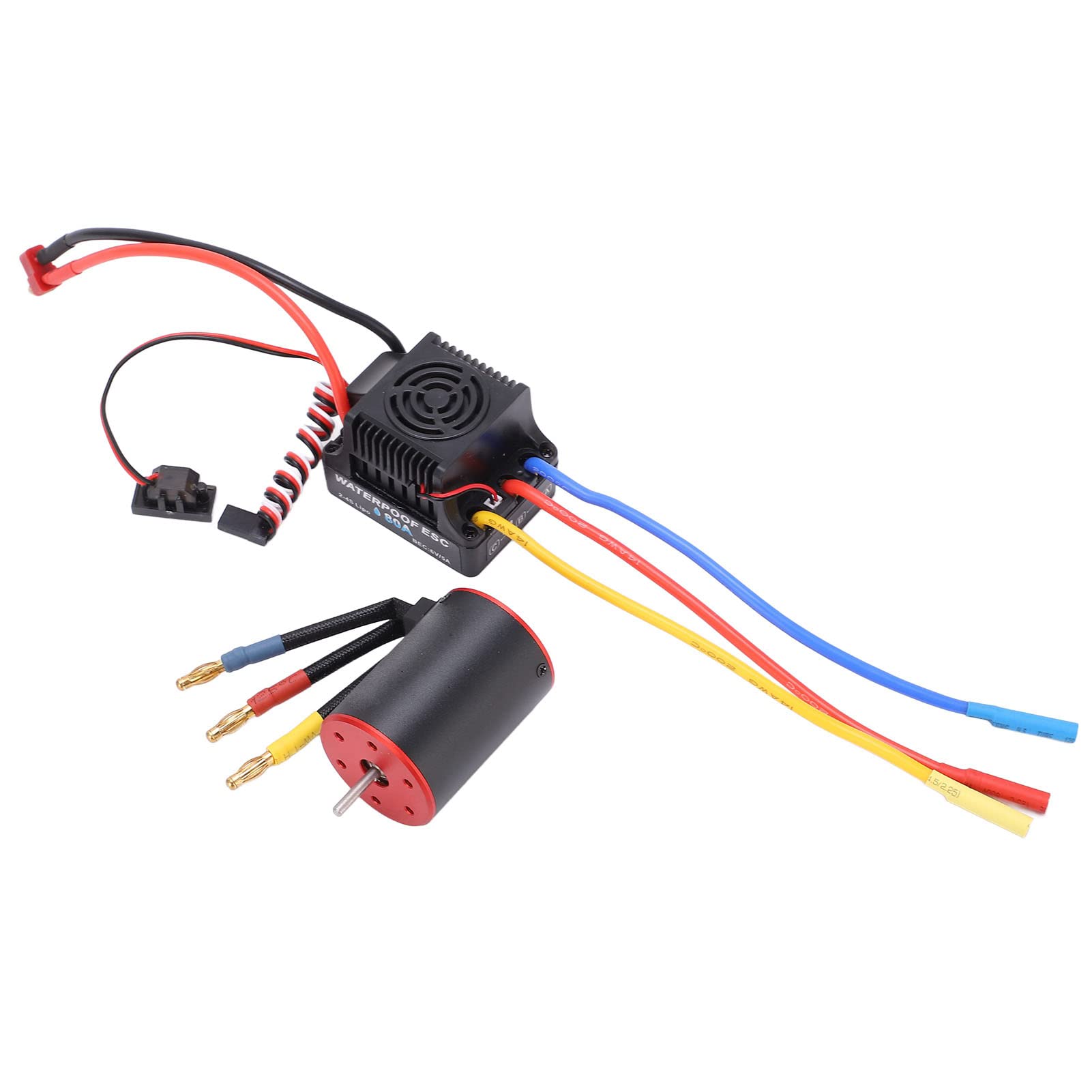 Motor sin escobillas 3650 4300KV, ESC de 80A, regulador eléctrico, cable largo para coche RC 1/8 y 1/10.