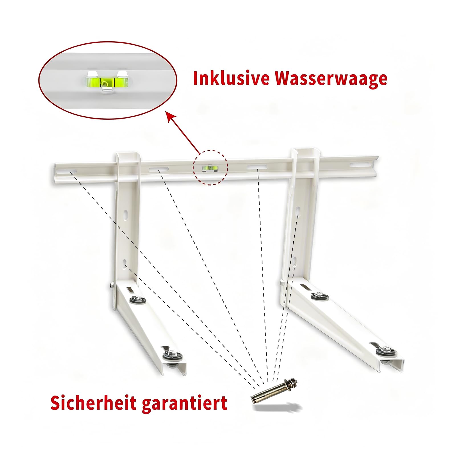 Wostore Universal Wandhalterung für Klimaanlage Außengerät 550mm 9000-36000 BTU bis 160kg, Wandkonsole für Split Klimaanlage und Wärmepumpe robust und stabil (weiß 550mm)