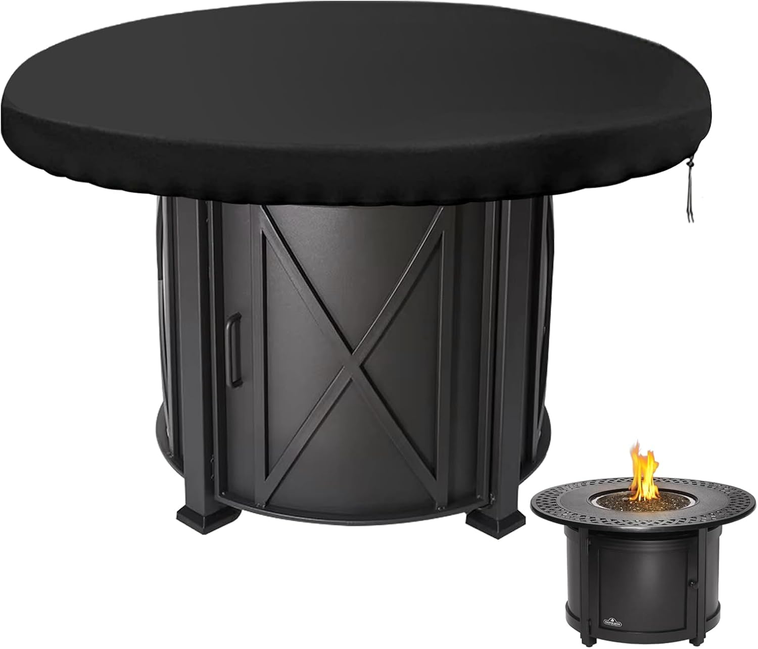 Copertura per Piastra di Fuoco, 420D Rotonda Copertura Barbecue 80 cm Oxford Copertura Rotonda Della per Piastra di Fuoco Anti-UV, Impermeabile Piastre Telo per Piastra di Fuoco E Barbecue Nero